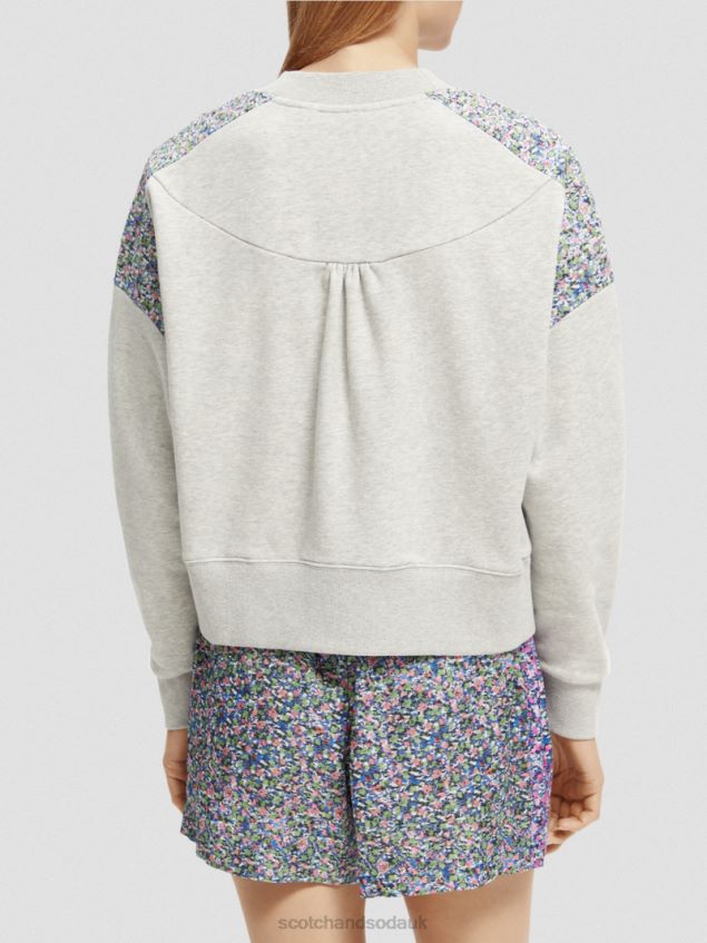 Scotch & Soda Women Relaxed Fit Quilted Panel Sweatshirt LP48HB211 Clothing Grey Melange