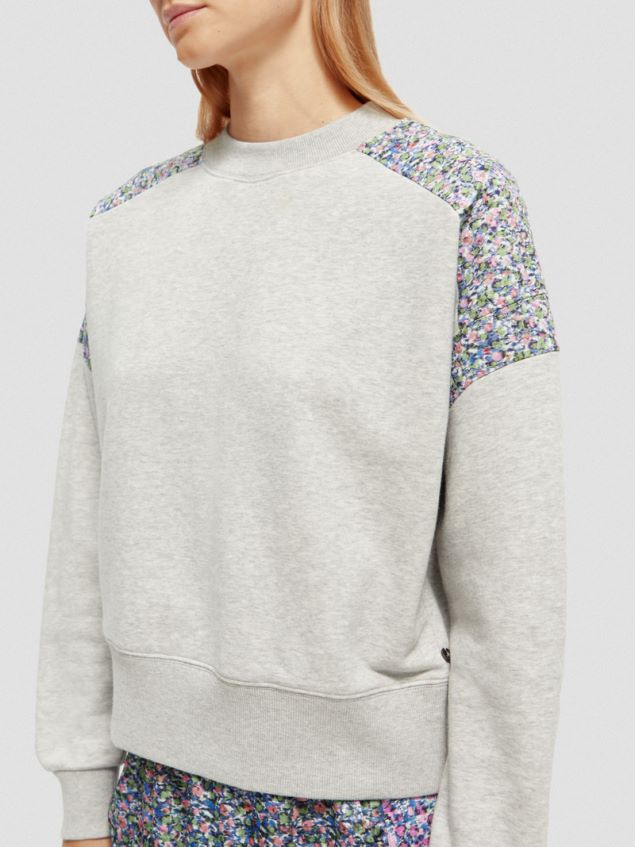 Scotch & Soda Women Relaxed Fit Quilted Panel Sweatshirt LP48HB211 Clothing Grey Melange