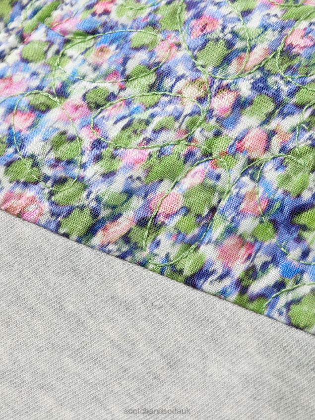 Scotch & Soda Women Relaxed Fit Quilted Panel Sweatshirt LP48HB211 Clothing Grey Melange