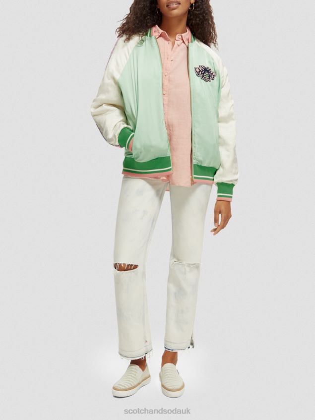 Scotch & Soda Women Bomber Jacket LP48HB147 Clothing Bright Parakeet