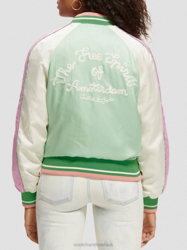 Scotch & Soda Women Bomber Jacket LP48HB147 Clothing Bright Parakeet