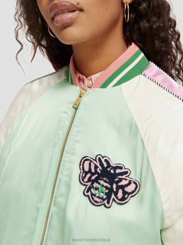 Scotch & Soda Women Bomber Jacket LP48HB147 Clothing Bright Parakeet