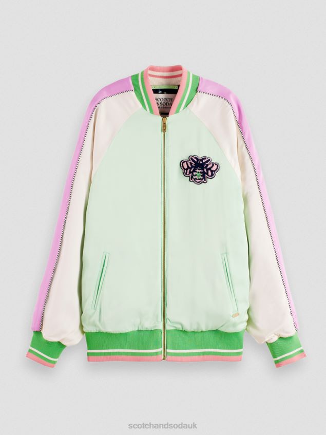 Scotch & Soda Women Bomber Jacket LP48HB147 Clothing Bright Parakeet