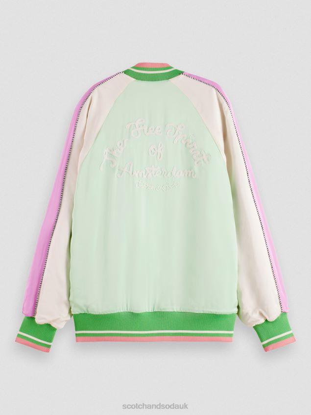 Scotch & Soda Women Bomber Jacket LP48HB147 Clothing Bright Parakeet