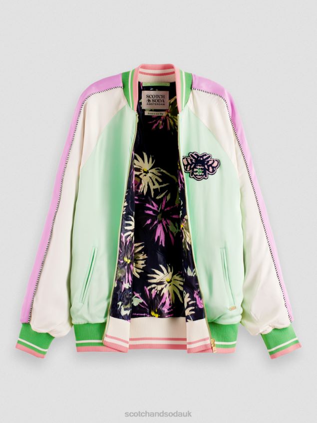 Scotch & Soda Women Bomber Jacket LP48HB147 Clothing Bright Parakeet