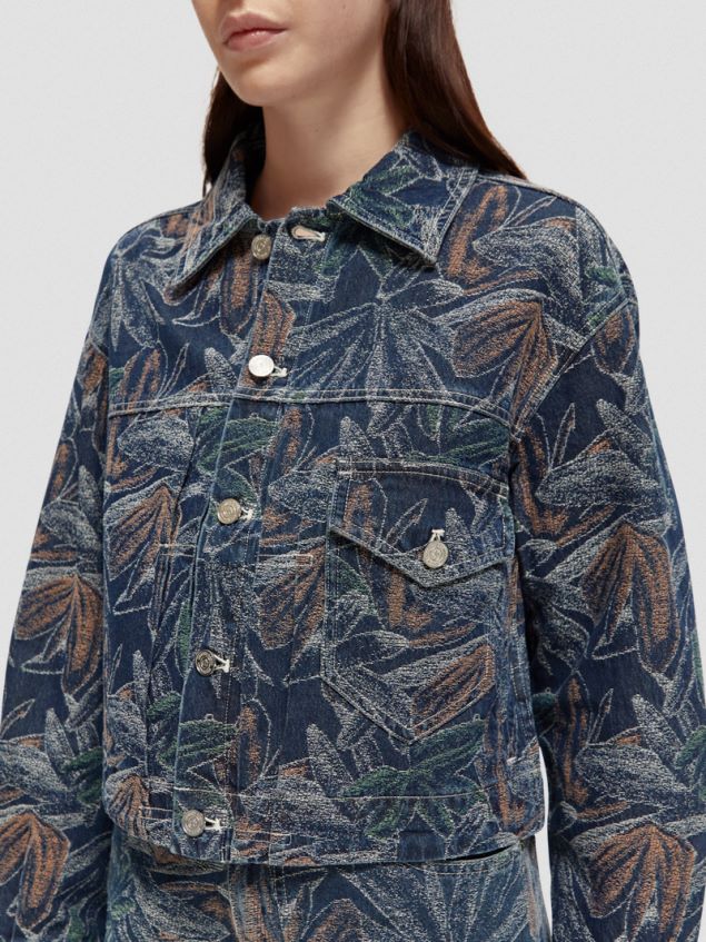 Scotch & Soda Women Floral Jacquard Denim Jacket LP48HB146 Clothing Washed Indigo