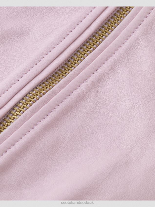 Scotch & Soda Women Leather Bomber Jacket LP48HB143 Clothing Lavender