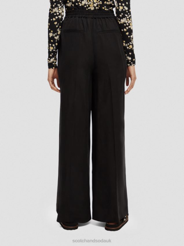 Scotch & Soda Women The Hope High-Rise Wide Leg Trousers LP48HB164 Clothing Black