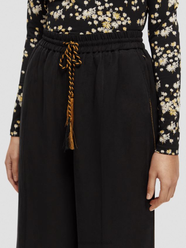 Scotch & Soda Women The Hope High-Rise Wide Leg Trousers LP48HB164 Clothing Black