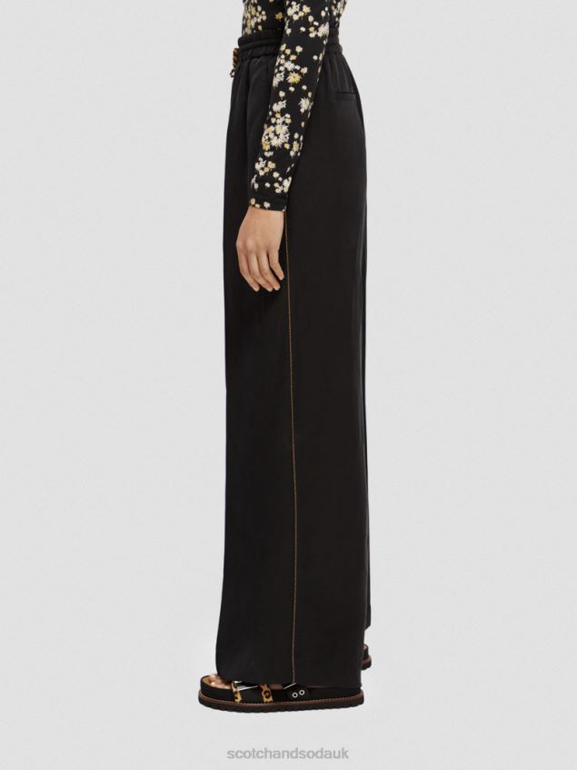 Scotch & Soda Women The Hope High-Rise Wide Leg Trousers LP48HB164 Clothing Black