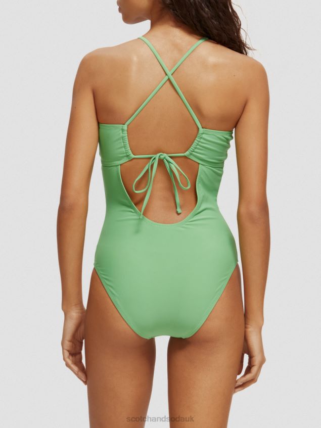 Scotch & Soda Women Halter Swimsuit LP48HB256 Clothing Bright Parakeet