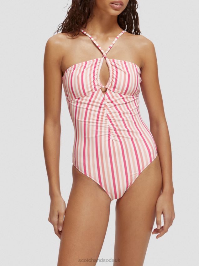 Scotch & Soda Women Halter Swimsuit LP48HB257 Clothing Pink Punch