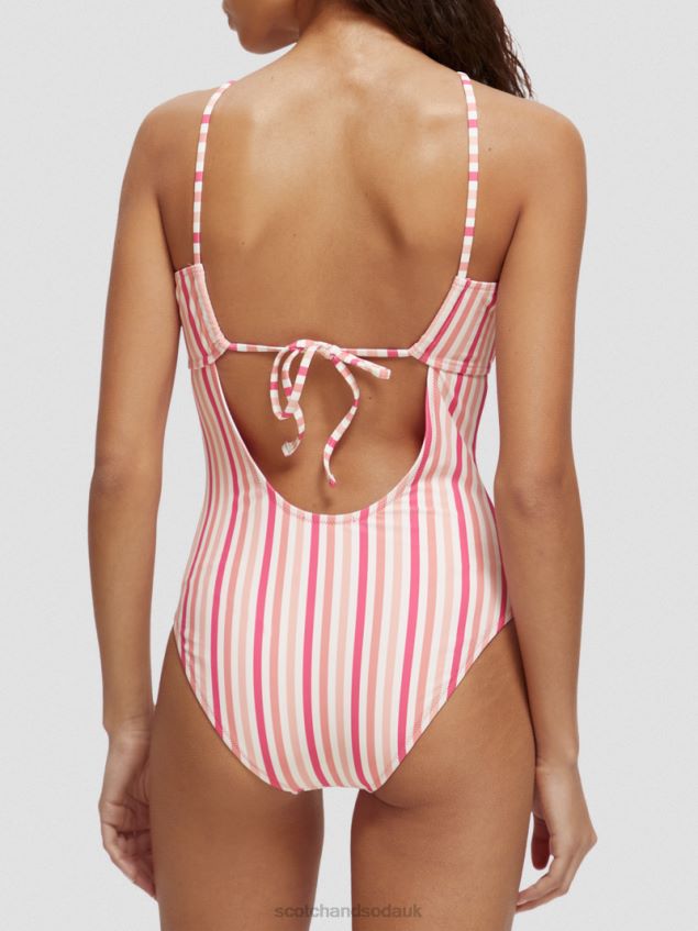 Scotch & Soda Women Halter Swimsuit LP48HB257 Clothing Pink Punch