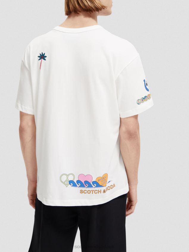 Scotch & Soda Women Born To Love Artwork T-Shirt LP48HB124 Clothing Off White