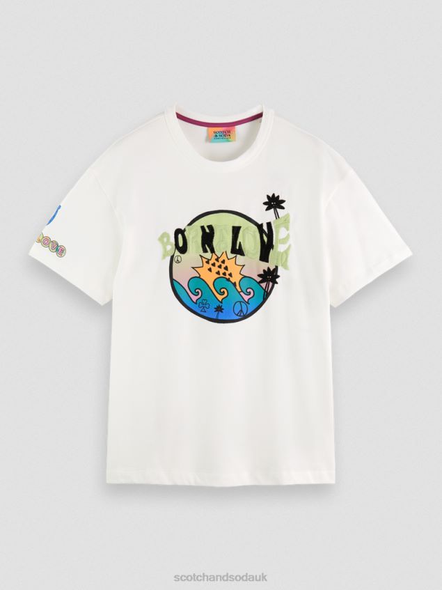 Scotch & Soda Women Born To Love Artwork T-Shirt LP48HB124 Clothing Off White