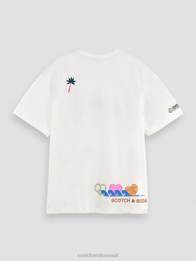 Scotch & Soda Women Born To Love Artwork T-Shirt LP48HB124 Clothing Off White