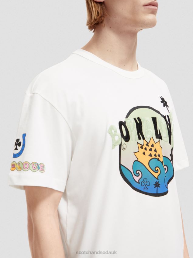 Scotch & Soda Women Born To Love Artwork T-Shirt LP48HB124 Clothing Off White