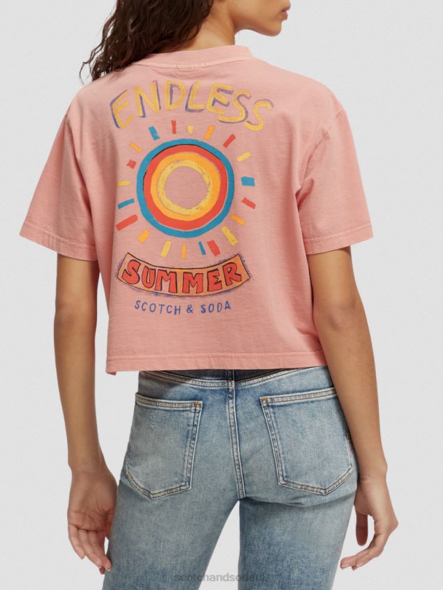 Scotch & Soda Women Cropped Organic Cotton Artwork Shirt LP48HB95 Clothing Flamingo