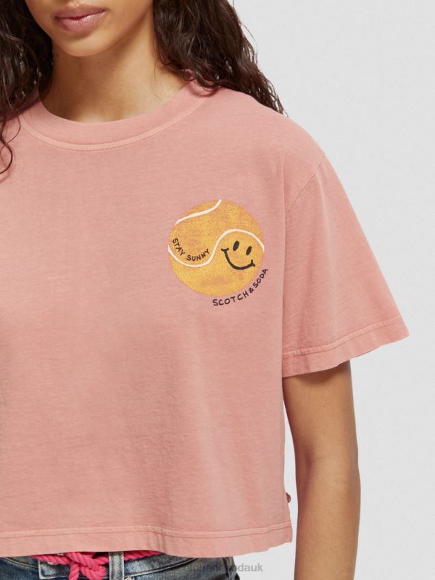 Scotch & Soda Women Cropped Organic Cotton Artwork Shirt LP48HB95 Clothing Flamingo