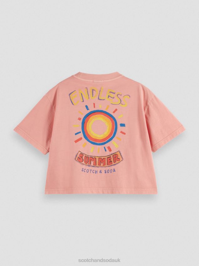 Scotch & Soda Women Cropped Organic Cotton Artwork Shirt LP48HB95 Clothing Flamingo