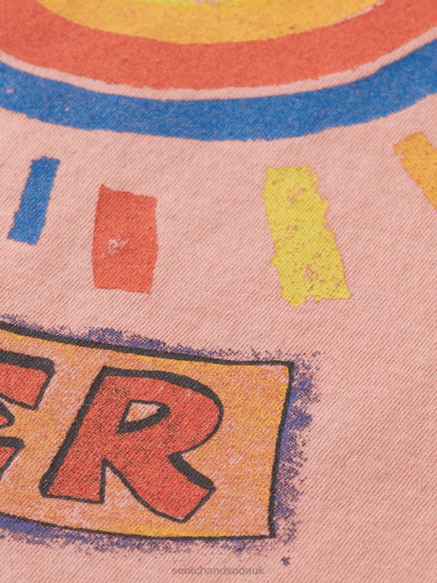 Scotch & Soda Women Cropped Organic Cotton Artwork Shirt LP48HB95 Clothing Flamingo