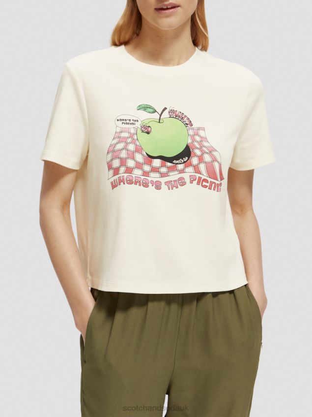 Scotch & Soda Women Graphic T-Shirt LP48HB71 Clothing Vanilla White