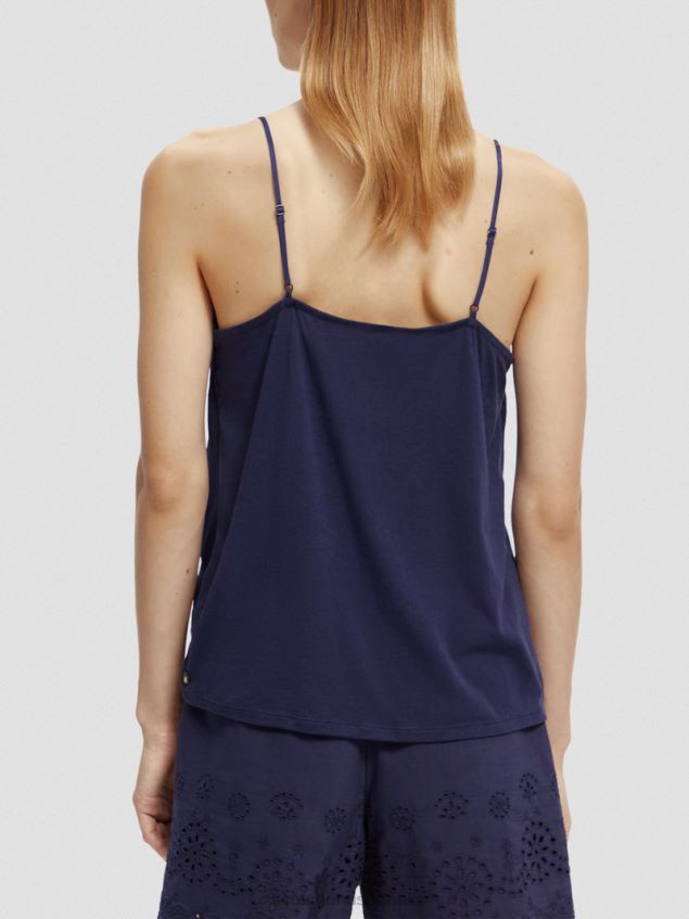 Scotch & Soda Women Jersey V-Neck Tank Top LP48HB70 Clothing Navy