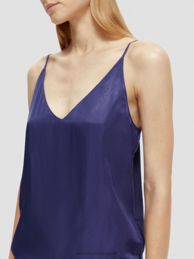 Scotch & Soda Women Jersey V-Neck Tank Top LP48HB70 Clothing Navy