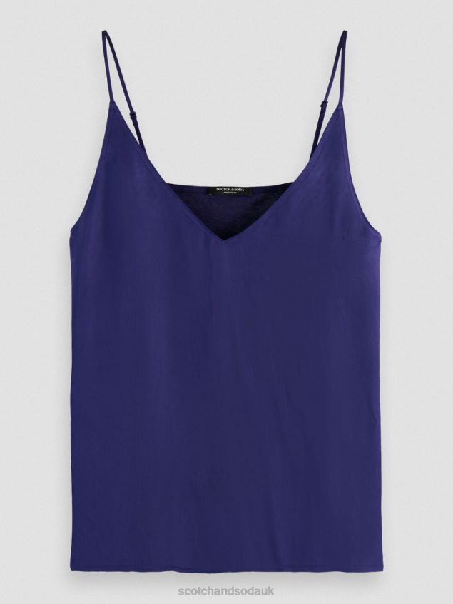 Scotch & Soda Women Jersey V-Neck Tank Top LP48HB70 Clothing Navy