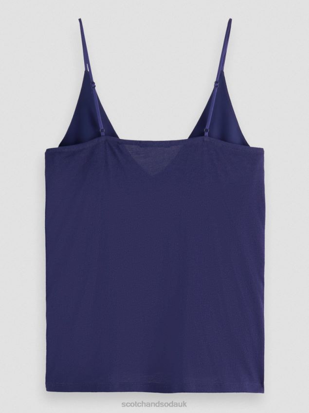 Scotch & Soda Women Jersey V-Neck Tank Top LP48HB70 Clothing Navy