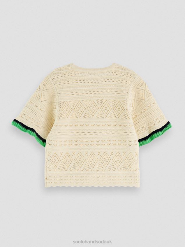 Scotch & Soda Women Knitted Pointelle Crop Top LP48HB78 Clothing Vanilla White