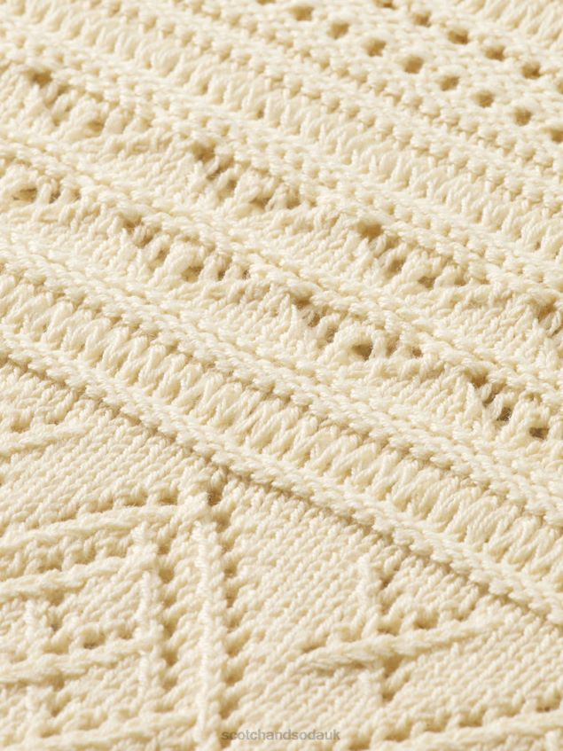 Scotch & Soda Women Knitted Pointelle Crop Top LP48HB78 Clothing Vanilla White