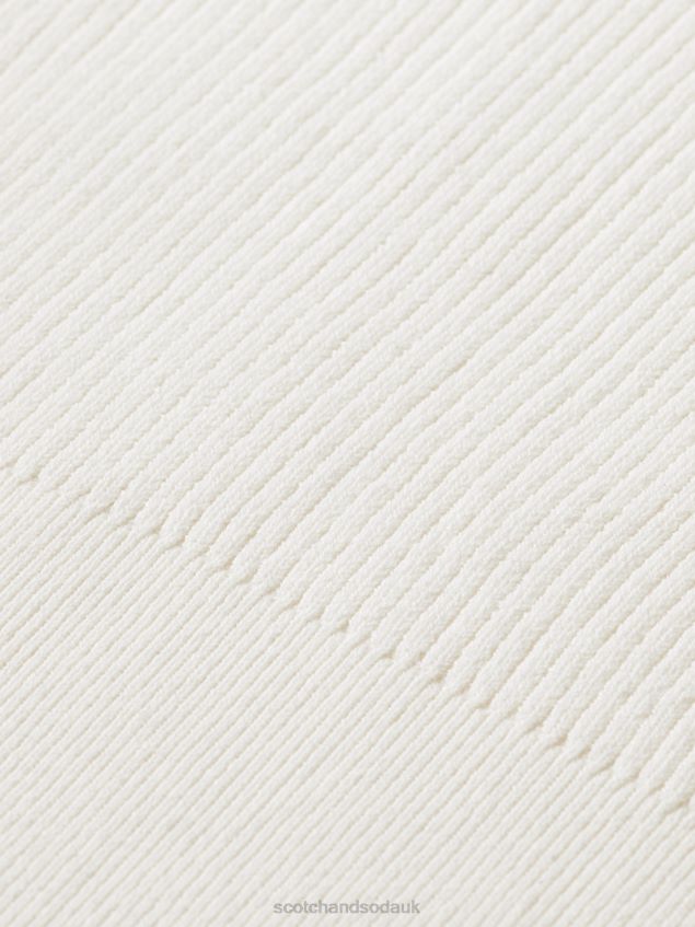 Scotch & Soda Women Knitted V-Neck Crop Top LP48HB118 Clothing Vanilla White