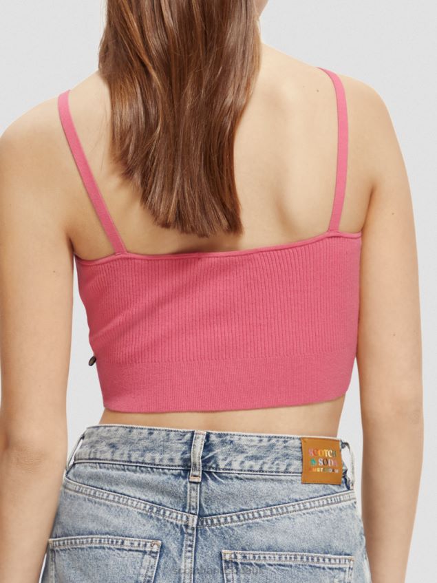 Scotch & Soda Women Knitted V-Neck Crop Top LP48HB119 Clothing Pink Punch