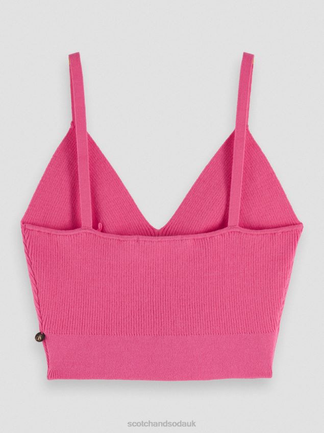 Scotch & Soda Women Knitted V-Neck Crop Top LP48HB119 Clothing Pink Punch