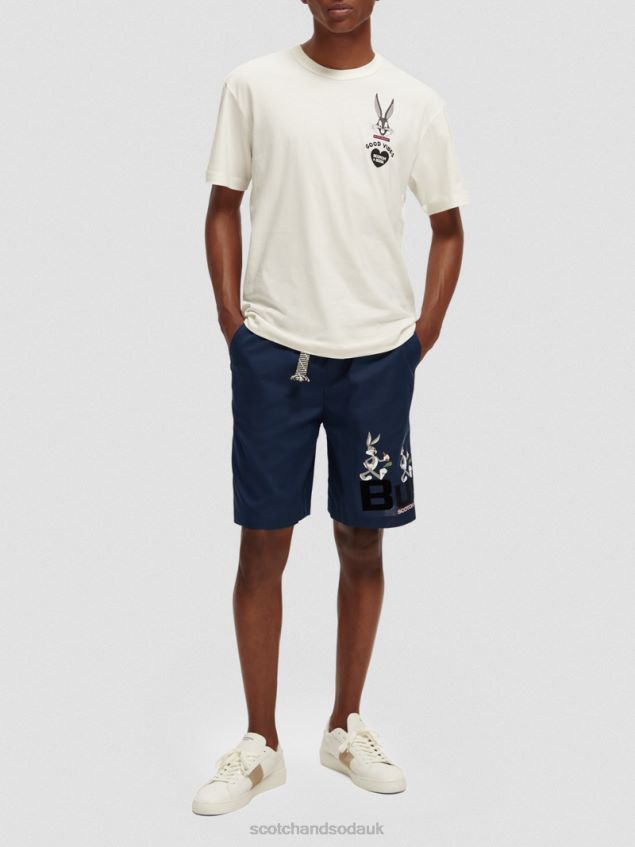 Scotch & Soda Women Looney Tunes Organic Embroidered Graphic T-Shirt LP48HB59 Clothing Off White