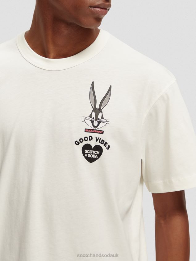 Scotch & Soda Women Looney Tunes Organic Embroidered Graphic T-Shirt LP48HB59 Clothing Off White