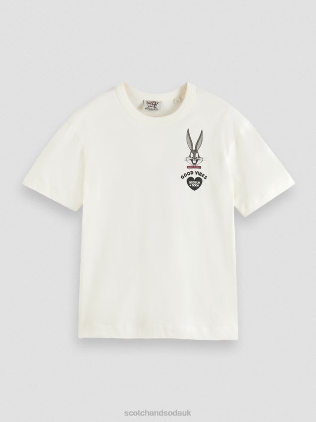 Scotch & Soda Women Looney Tunes Organic Embroidered Graphic T-Shirt LP48HB59 Clothing Off White