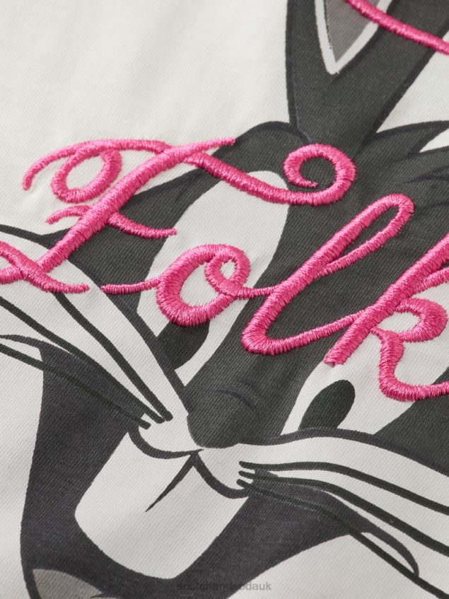 Scotch & Soda Women Looney Tunes Organic Embroidered Graphic T-Shirt LP48HB59 Clothing Off White