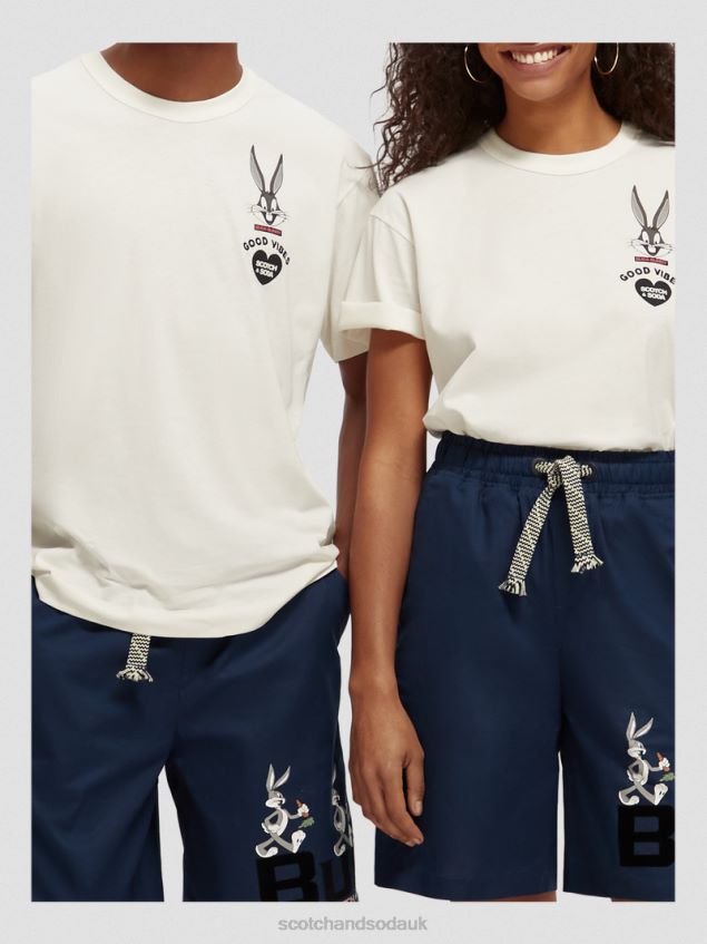 Scotch & Soda Women Looney Tunes Organic Embroidered Graphic T-Shirt LP48HB59 Clothing Off White