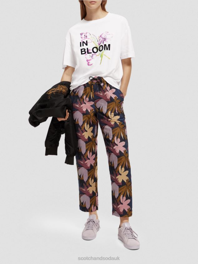 Scotch & Soda Women Loose Fit Artwork T-Shirt LP48HB65 Clothing White