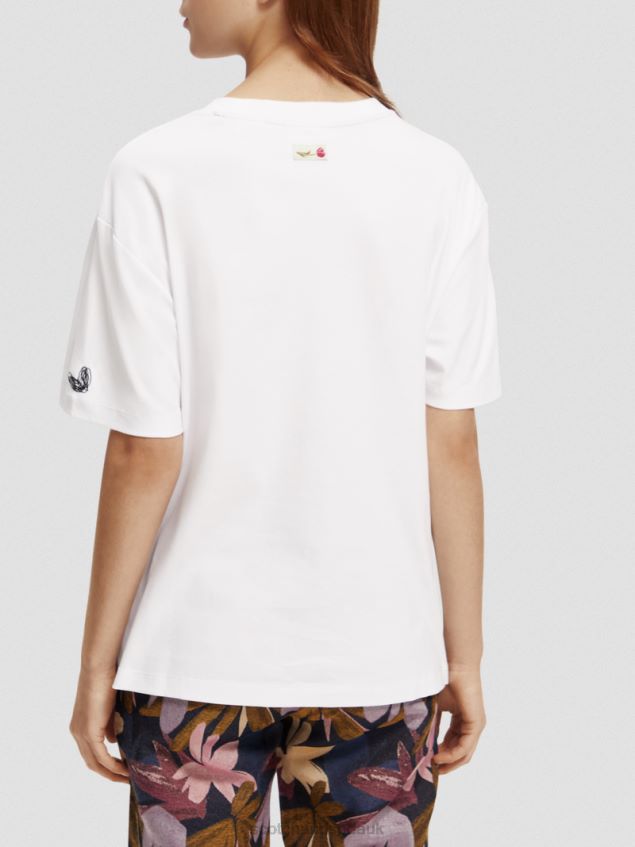 Scotch & Soda Women Loose Fit Artwork T-Shirt LP48HB65 Clothing White