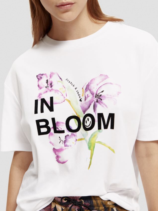 Scotch & Soda Women Loose Fit Artwork T-Shirt LP48HB65 Clothing White