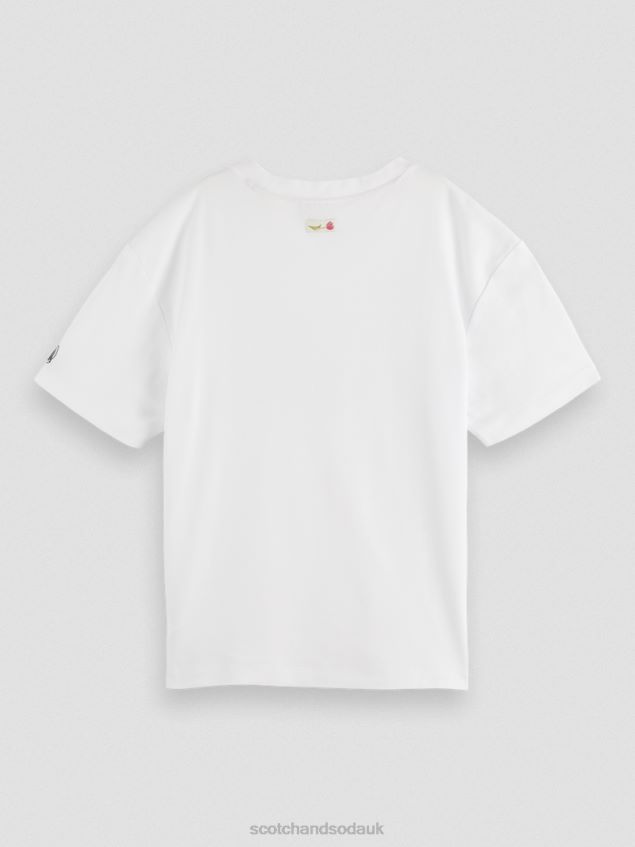 Scotch & Soda Women Loose Fit Artwork T-Shirt LP48HB65 Clothing White
