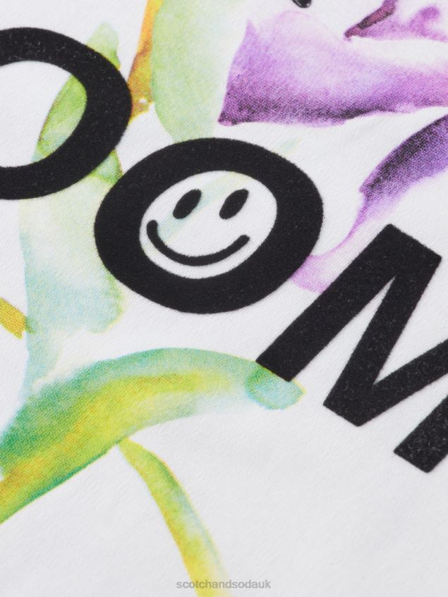 Scotch & Soda Women Loose Fit Artwork T-Shirt LP48HB65 Clothing White