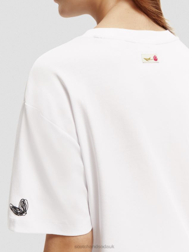 Scotch & Soda Women Loose Fit Artwork T-Shirt LP48HB65 Clothing White