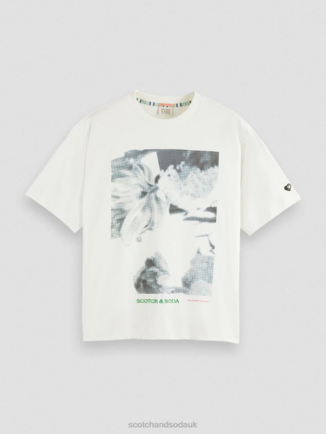 Scotch & Soda Women Loose Fit Artwork T-Shirt LP48HB76 Clothing Vanilla White