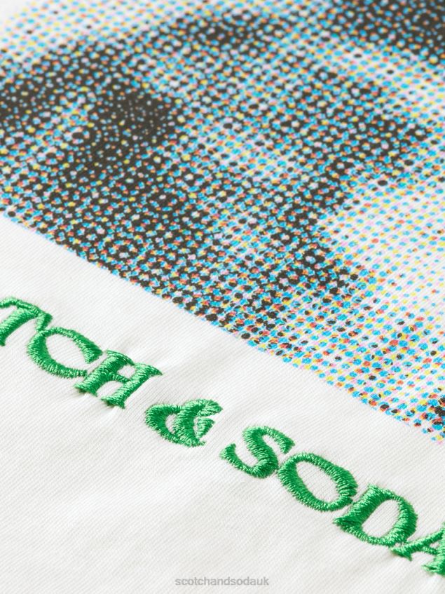 Scotch & Soda Women Loose Fit Artwork T-Shirt LP48HB76 Clothing Vanilla White