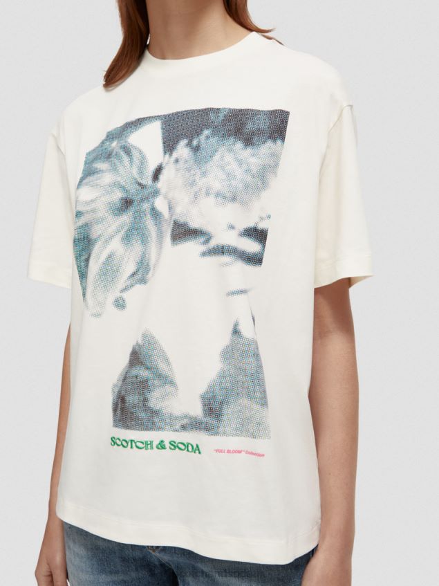 Scotch & Soda Women Loose Fit Artwork T-Shirt LP48HB76 Clothing Vanilla White
