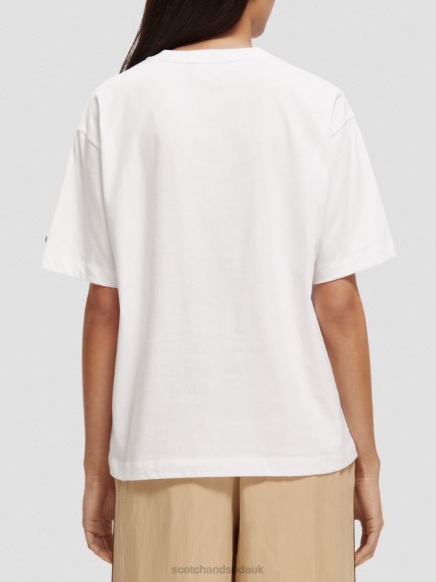 Scotch & Soda Women Loose Fit Artwork T-Shirt LP48HB77 Clothing White